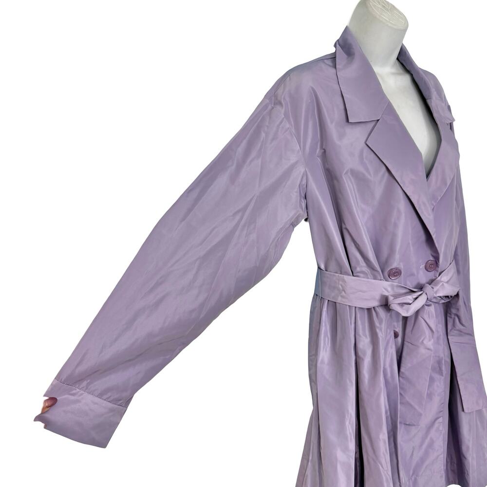 STAUD Rina Trench Coat Lilac Lavender Purple Tie Belt Mini Dress Size M NEW Tags - Picture 6 of 14
